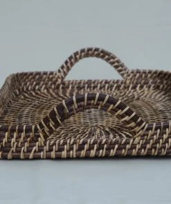 Amara Brown + Natural Rattan Rectangle Tray New Arrivals