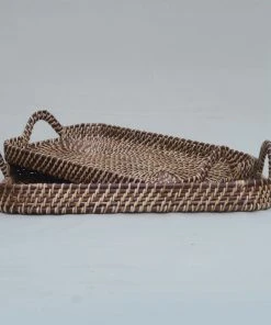 Amara Brown + Natural Rattan Rectangle Tray New Arrivals