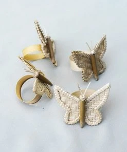 Amara Butterfly Bamboo Napkin Ring Set