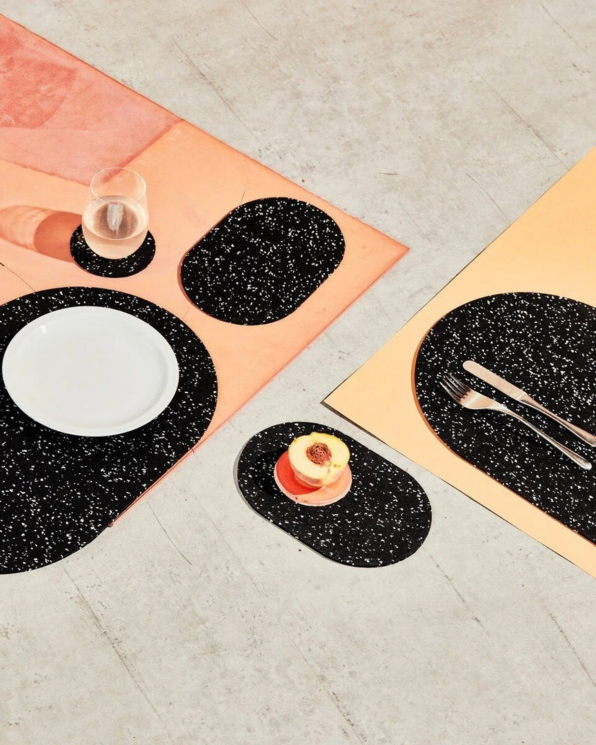 Slash Objects Capsule Recycled Rubber Trivet Duo - Speckled Black Slash Objects Capsule Recycled Rubber Trivet Duo - Speckled Black