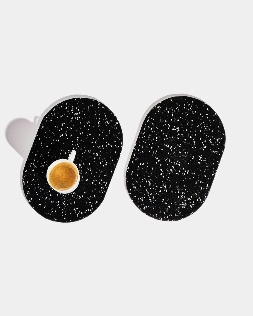 Slash Objects Capsule Recycled Rubber Trivet Duo - Speckled Black Slash Objects Capsule Recycled Rubber Trivet Duo - Speckled Black