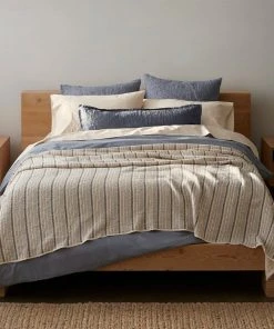 Coyuchi Cascade Matelasse Blanket - Shadow Stripe Home Goods