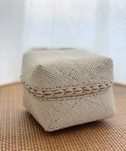 Ceremonia Beaded Bamboo Baskets - White Shell Home Goods