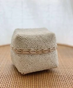 Ceremonia Beaded Bamboo Baskets - White Shell Home Goods