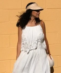 Ceremonia Accessories Palm Leaf Sun Visor - Cream