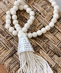 Ceremonia Home Goods Conus Shell Beaded Tassel - Natural