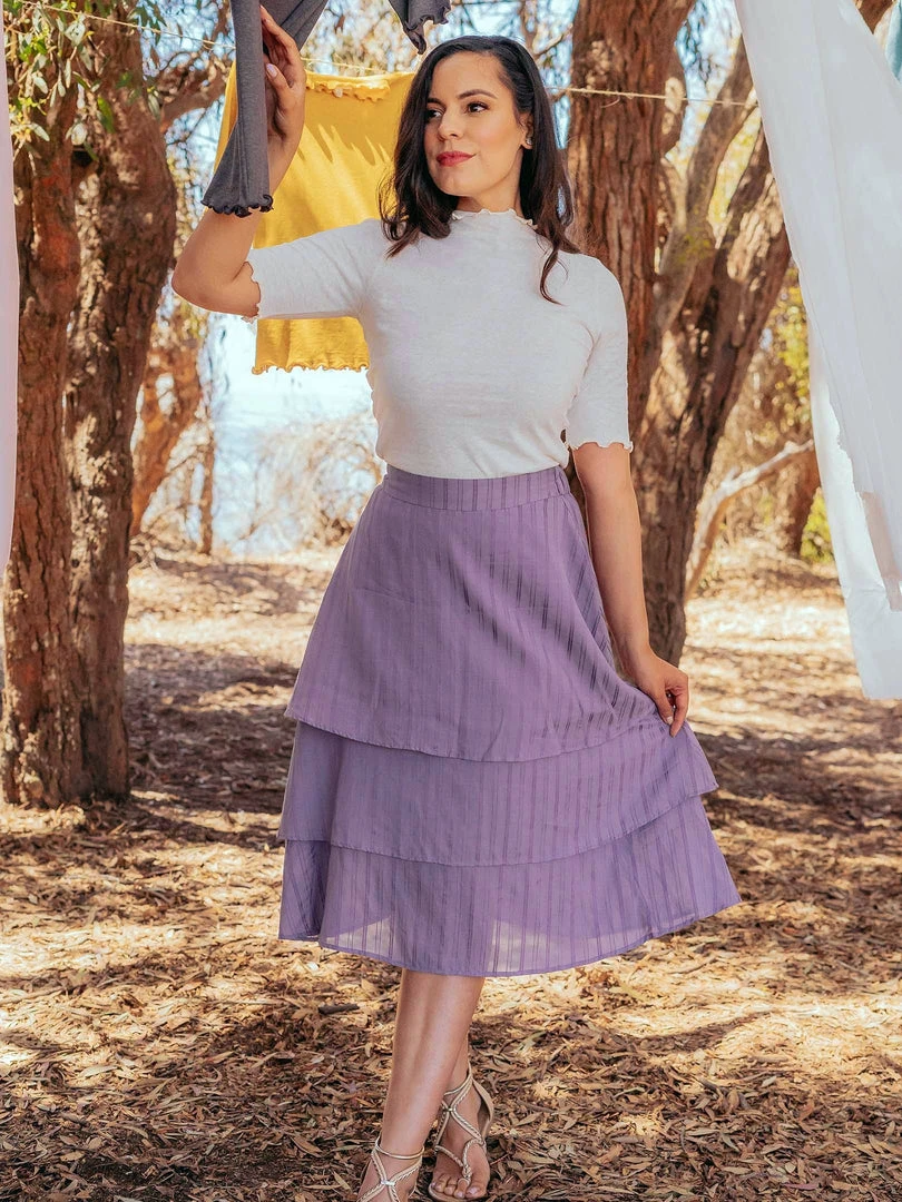 Valani Chanthu Banana Midi Skirt - Purple Sage Valani Chanthu Banana Midi Skirt - Purple Sage