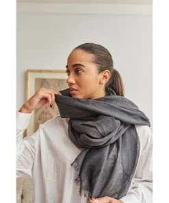 Studio Variously Charcoal Linen Scarf Accessories