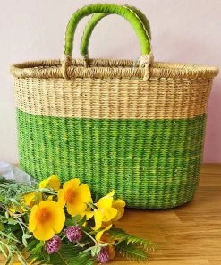 Swahili African Modern Cilantro Bolga Shopper Bag Accessories