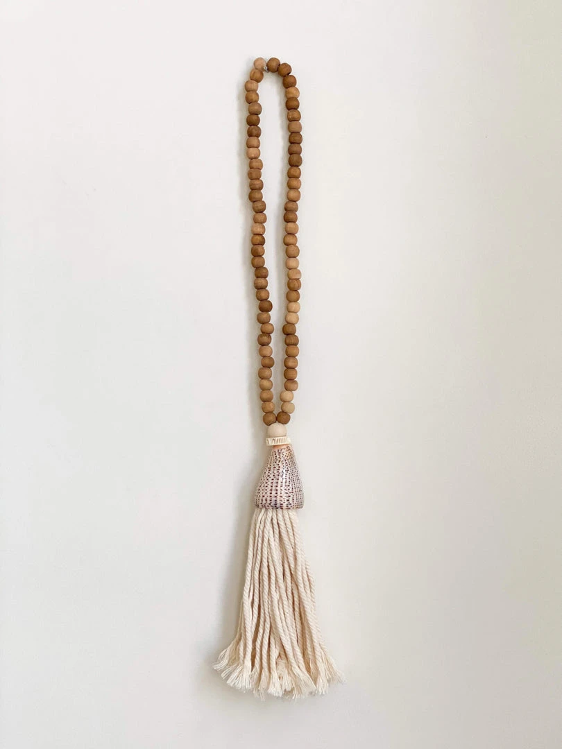 Ceremonia Conus Shell Beaded Tassel - Brown Best Sellers Ceremonia Conus Shell Beaded Tassel - Brown Best Sellers