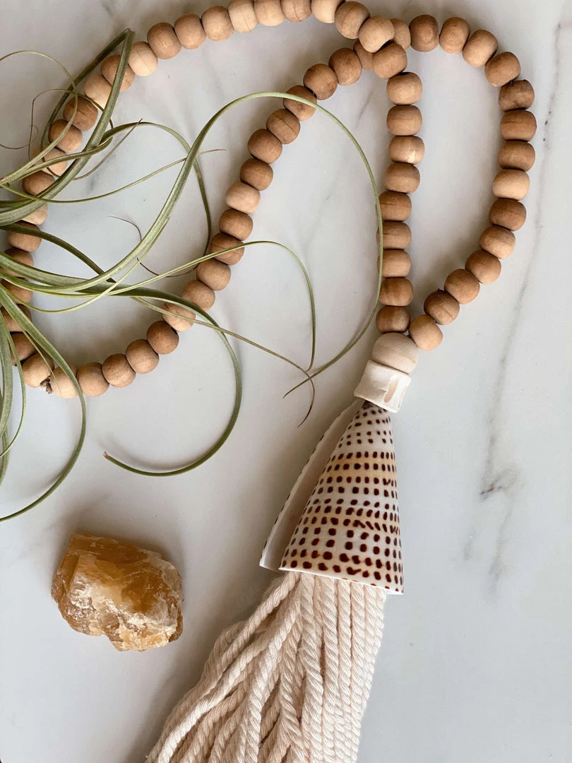Ceremonia Conus Shell Beaded Tassel - Brown Best Sellers Ceremonia Conus Shell Beaded Tassel - Brown Best Sellers