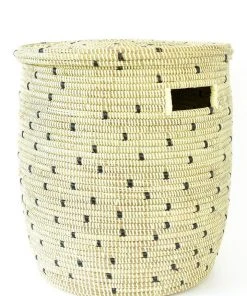 Swahili African Modern Home Goods Cookies And Cream Flat Lid Storage Basket