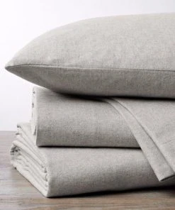 Coyuchi Cloud Brushed Flannel Pillowcases - Pale Gray Heather Home Goods