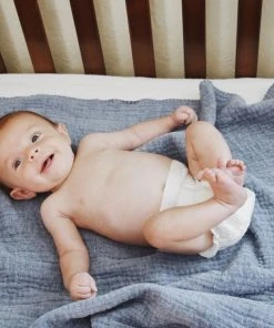 Coyuchi Home Goods Cozy Cotton Baby Blanket - Moonlight Blue