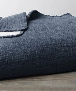 Coyuchi Home Goods Cozy Cotton Baby Blanket - Moonlight Blue