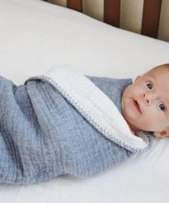 Coyuchi Home Goods Cozy Cotton Baby Blanket - Moonlight Blue