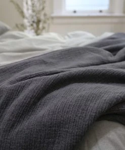 Coyuchi Cozy Cotton Blanket - Charcoal Home Goods