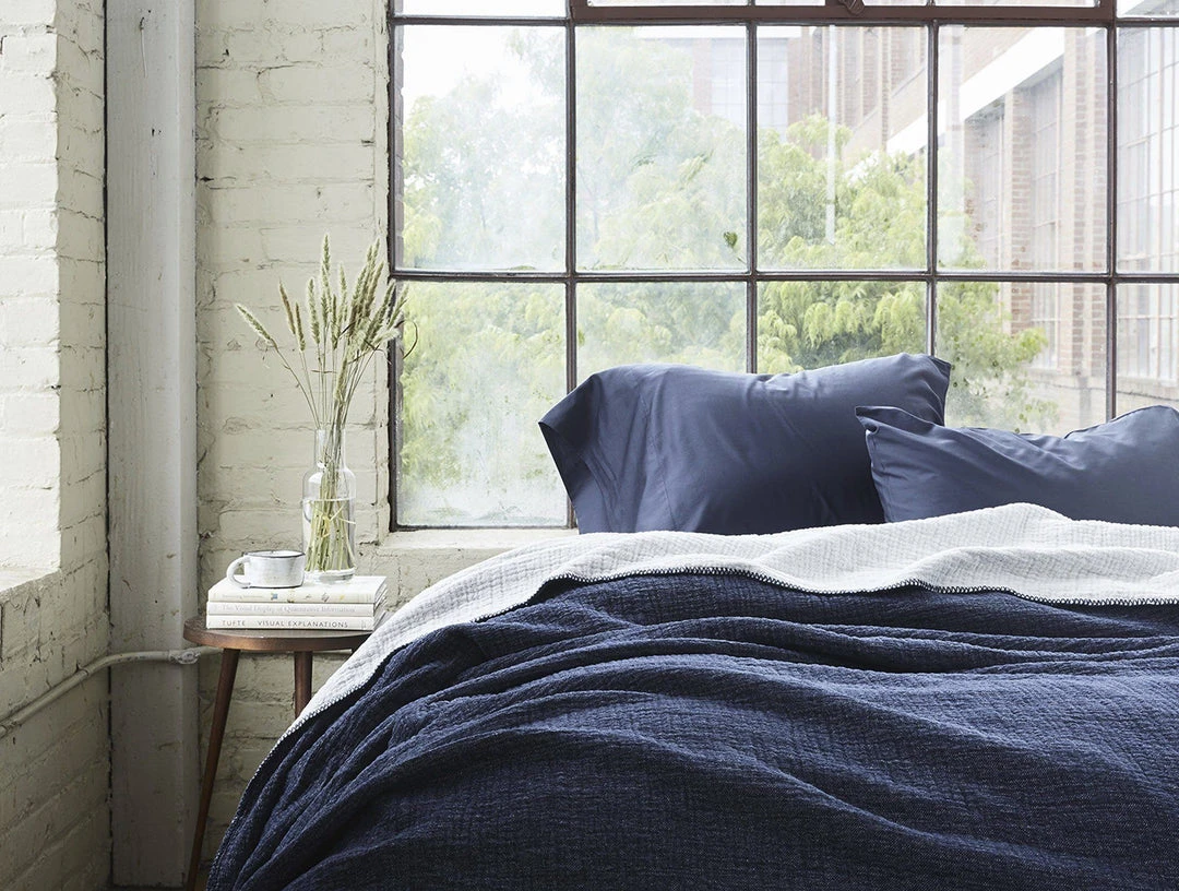 Coyuchi Home Goods Cozy Cotton Blanket - Moonlight Blue 2 Coyuchi Home Goods Cozy Cotton Blanket - Moonlight Blue