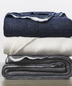 Coyuchi Home Goods Cozy Cotton Blanket - Moonlight Blue 5 Coyuchi Home Goods Cozy Cotton Blanket - Moonlight Blue