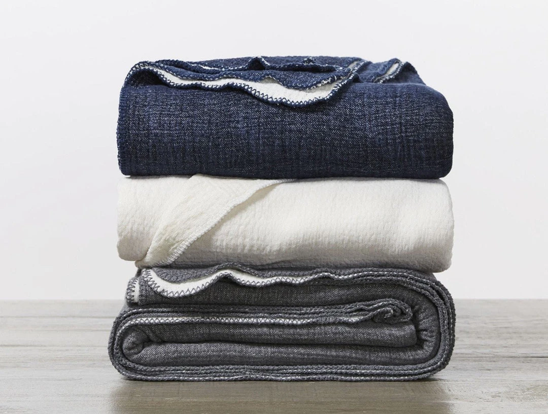 Coyuchi Home Goods Cozy Cotton Blanket - Moonlight Blue 3 Coyuchi Home Goods Cozy Cotton Blanket - Moonlight Blue