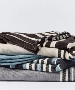 Coyuchi Mariposa Supersoft Cotton Blanket - Aqua Multi Stripe Best Sellers