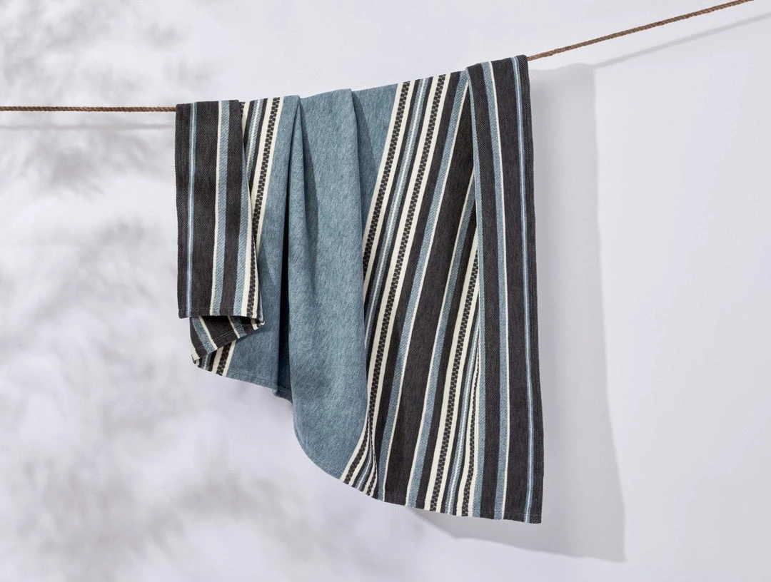 Coyuchi Mariposa Supersoft Cotton Blanket - Aqua Multi Stripe Best Sellers Coyuchi Mariposa Supersoft Cotton Blanket - Aqua Multi Stripe Best Sellers