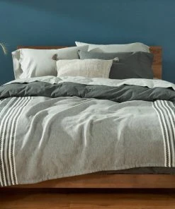 Coyuchi Home Goods Mariposa Supersoft Cotton Blanket - Gray Multi Stripe