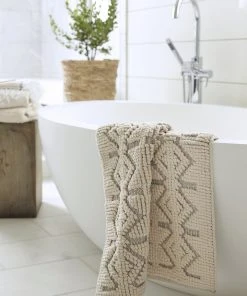 Coyuchi Mosaic Canyon Bath Rug - Undyed / Slate Home Goods