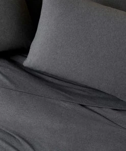 Coyuchi Home Goods Jersey Envelope Pillowcase Set - Charcoal Heather 2 Coyuchi Home Goods Jersey Envelope Pillowcase Set - Charcoal Heather