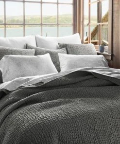 Coyuchi Pebbled Handstitched Euro Sham - Slate Home Goods