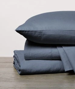 Coyuchi Fair Trade Relaxed Linen Pillowcase Set - Harbor Blue
