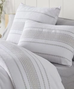 Coyuchi Home Goods Rippled Stripe Sham - Alpine White / Pale Gray