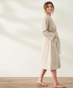 Coyuchi Home Goods Air Weight Unisex Robe - Dune