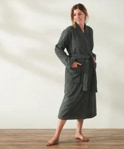 Coyuchi Home Goods Air Weight Unisex Robe - Shadow