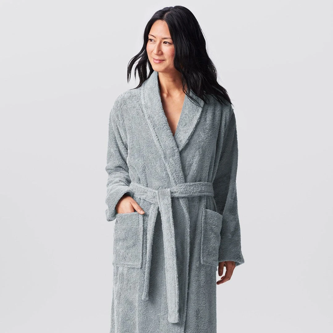 Coyuchi Home Goods Cloud Loom Unisex Robe - Palest Ocean Coyuchi Home Goods Cloud Loom Unisex Robe - Palest Ocean