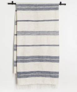 Creative Women Aden Bath Towel - Natural + Navy Home Goods
