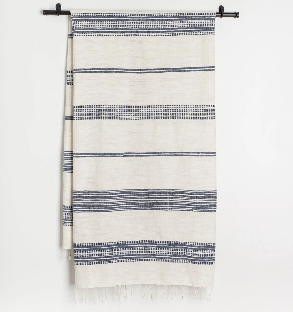 Creative Women Aden Bath Towel - Natural + Navy Home Goods 2 Creative Women Aden Bath Towel - Natural + Navy Home Goods