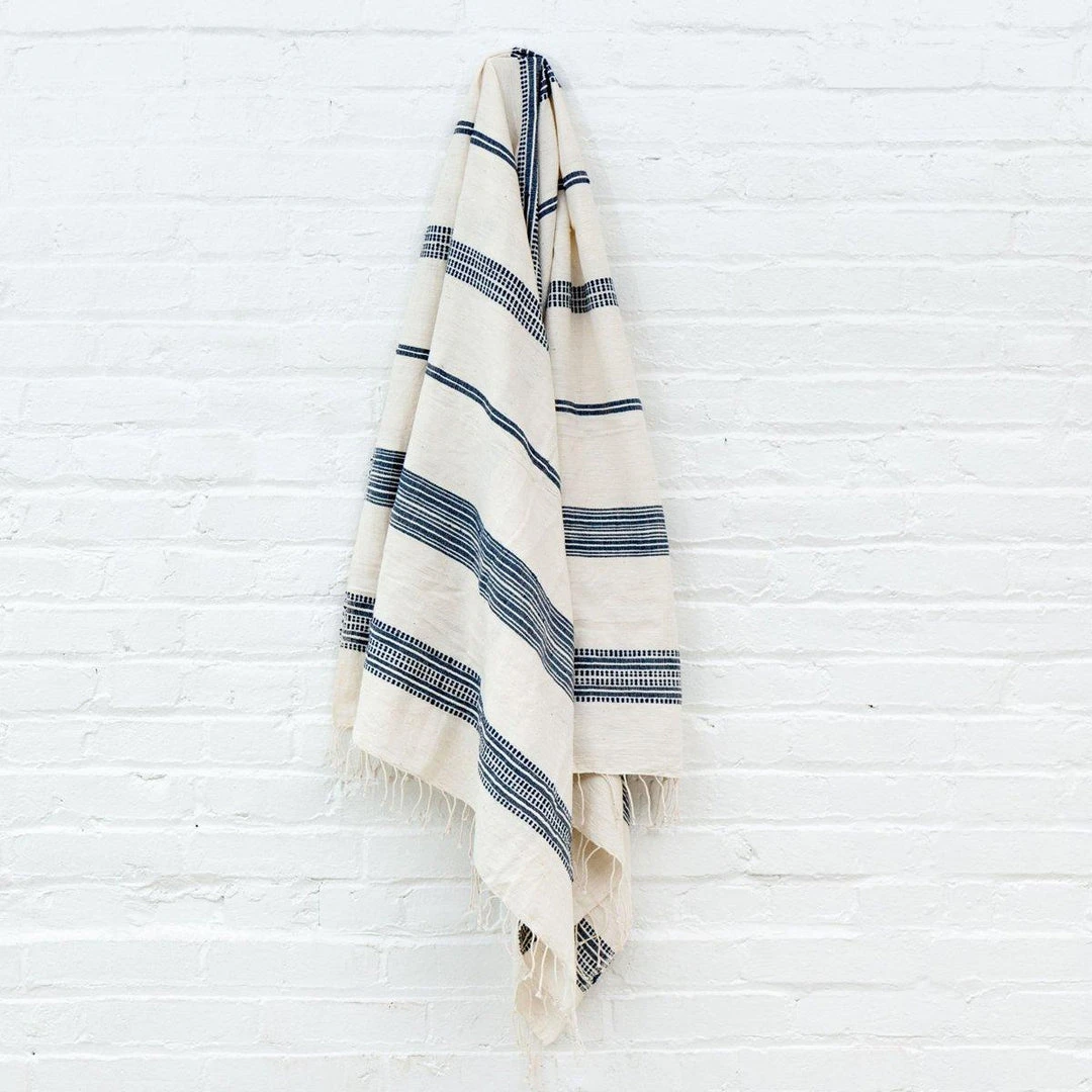 Creative Women Aden Bath Towel - Natural + Navy Home Goods 1 Creative Women Aden Bath Towel - Natural + Navy Home Goods