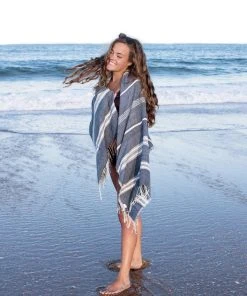 Creative Women Aden Bath Towel - Navy + Natural Home Goods