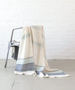 Creative Women Home Goods Camden Lightweight Blanket - Azure + Navy