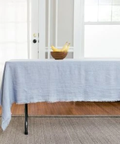 Creative Women Stone Washed Linen Tablecloth - Light Blue Kitchen + Dining