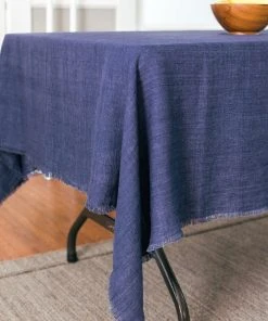 Creative Women Stone Washed Linen Tablecloth - Navy