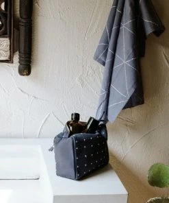 Anchal Accessories Cross Stitch Toiletry Bag - Charcoal
