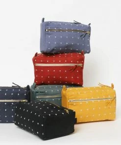 Anchal Accessories Cross Stitch Toiletry Bag - Rust