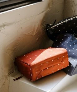 Anchal Accessories Cross Stitch Toiletry Bag - Rust