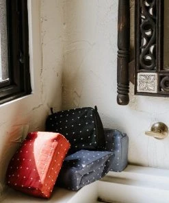 Anchal Accessories Cross Stitch Toiletry Bag - Rust