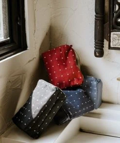 Anchal Accessories Cross Stitch Toiletry Bag - Rust