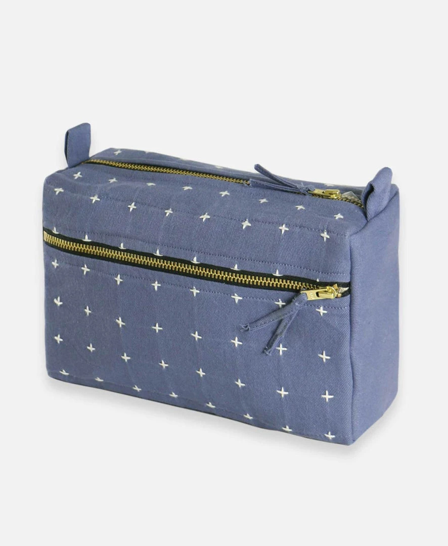 Anchal Accessories Cross Stitch Toiletry Bag - Slate Anchal Accessories Cross Stitch Toiletry Bag - Slate
