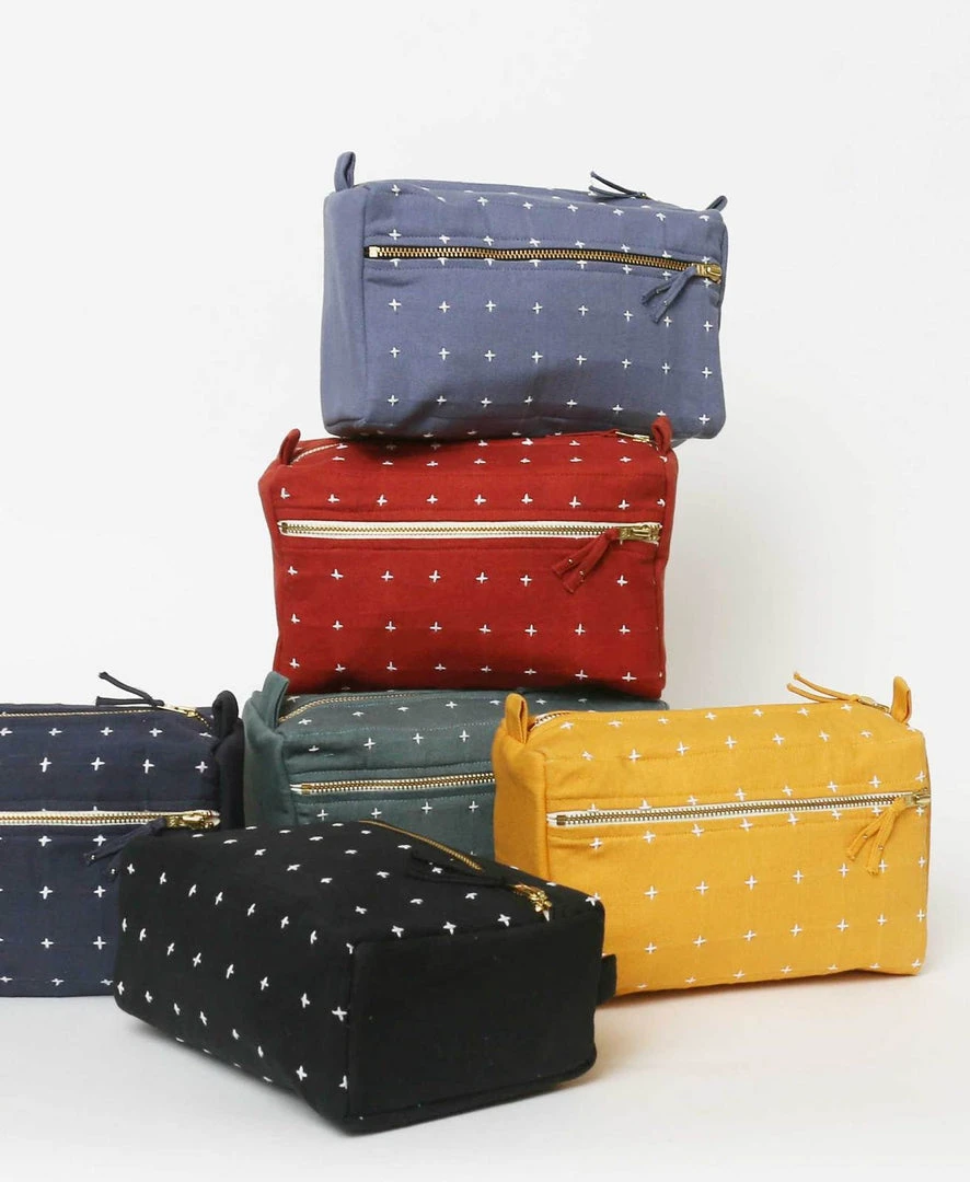 Anchal Accessories Cross Stitch Toiletry Bag - Slate Anchal Accessories Cross Stitch Toiletry Bag - Slate