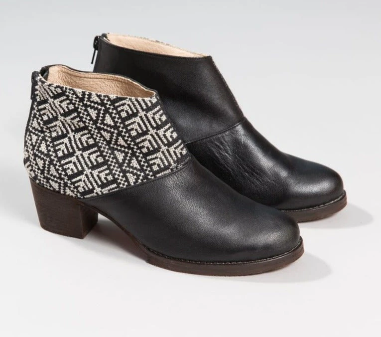 Darzah Tatreez Ankle Boot - Black + Ecru Darzah Tatreez Ankle Boot - Black + Ecru